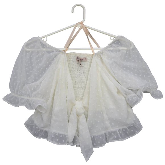 BCBGeneration Clip-Dot Knot-Front Crop Top Size Large White NWOT - 0155 - Picture 7 of 7